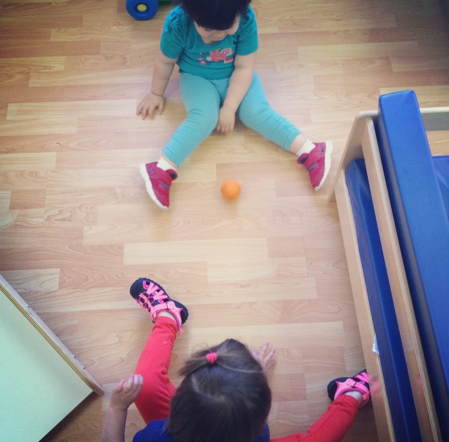 Toddlers playing in a Montessori classroom in Cary, NC